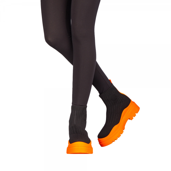 Pantofi sport dama Triza negre cu portocaliu, 3 - Kalapod.net